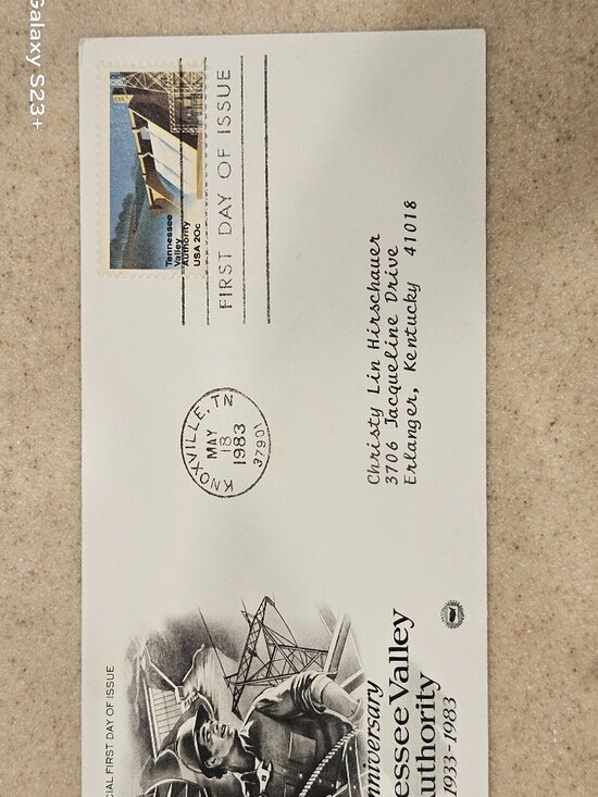 RARE USPS 1ST DAY ISSUE COVER TENNESSEE VALLEY AUTHORITY 50TH STAMP ENVELOPE FDC